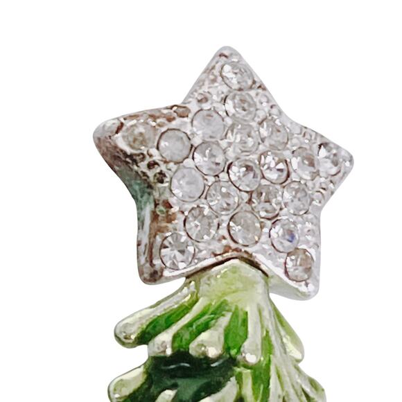Signed Avon 2008 5th Annual Christmas Tree Brooch Green Enamel Rhinestones - Picture 5 of 11